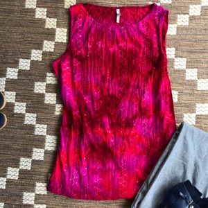 Sequined Tye Dye Fushia Tank w/lace-up back-XL